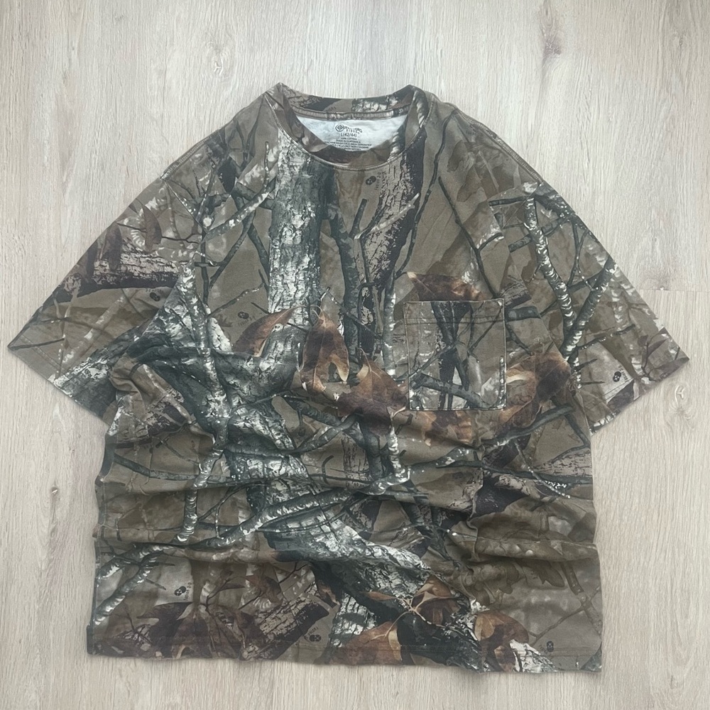 Vintage Realtree Style Tree Camo Pocket T Shirt Men’s Large Hunting GorpCore